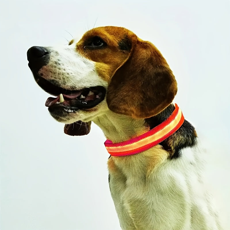 Pet Dogs Adjustable Luminous Collar For Night Safety - Striped Glow-in-the-Dark Collar For Night Walking