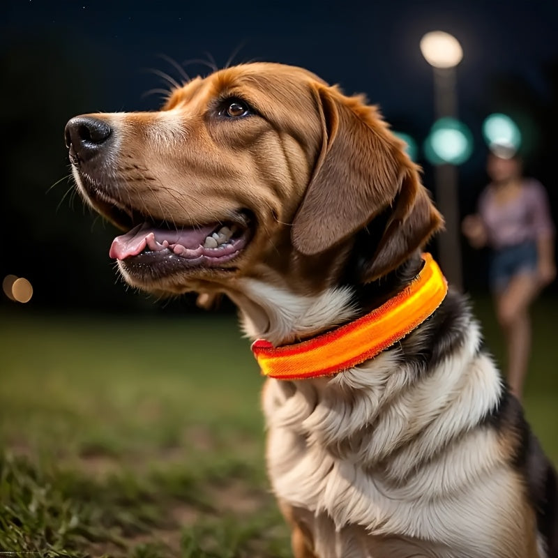Pet Dogs Adjustable Luminous Collar For Night Safety - Striped Glow-in-the-Dark Collar For Night Walking