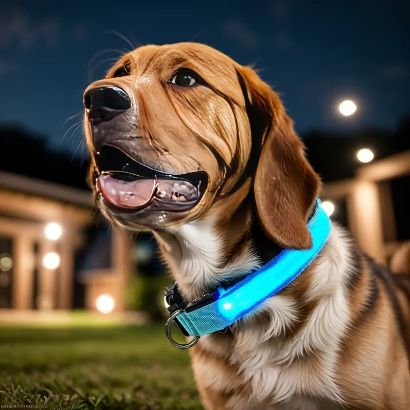 Pet Dogs Adjustable Luminous Collar For Night Safety - Striped Glow-in-the-Dark Collar For Night Walking