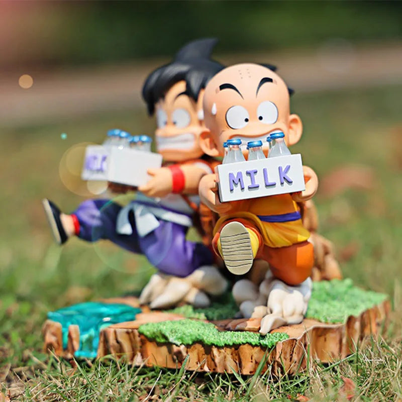 Dragon Ball Z - Figura Goku & Krillin Entrega de Leite 15cm PVC