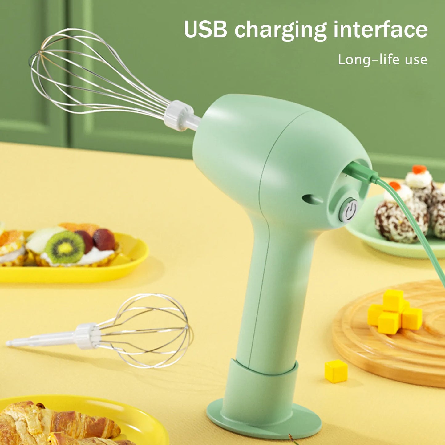 Kabelloser tragbarer elektrischer Mixer Automatischer Schneebesen Butter-Ei-Schläger Backen Kuchen Sahne-Schläger Küche Handmixer