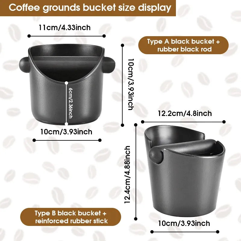 Coffee Knock Box Espresso Dump Bin For Coffee Grounds with Removable Knock Bar and Non Slip Base Gift Black Round