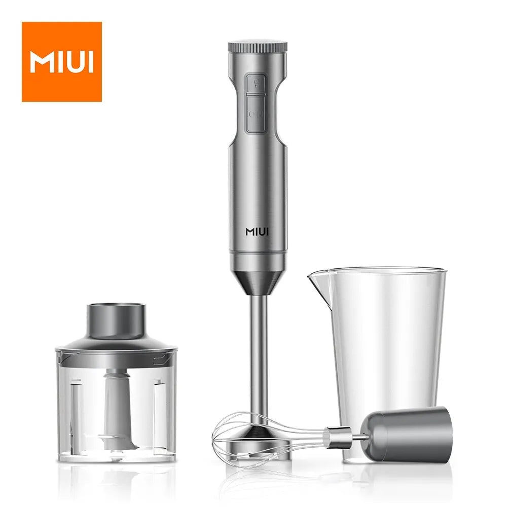 MIUI Hand Immersion Blender 1000W Powerful 4-in-1,Stainless Steel Stick Food Mixer,700ml Mixing Beaker,500ml Processor,Whisk