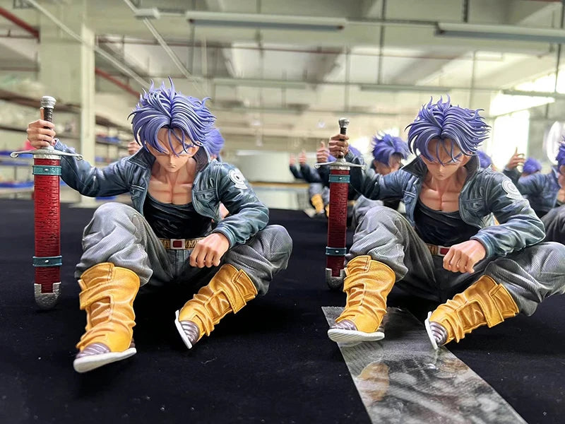 GK Dragon Ball Trunks Action Figure Statue 16cm PVC Ornaments Anime Super Saiyan Sitting Position Torankusu Figurine Model Toys
