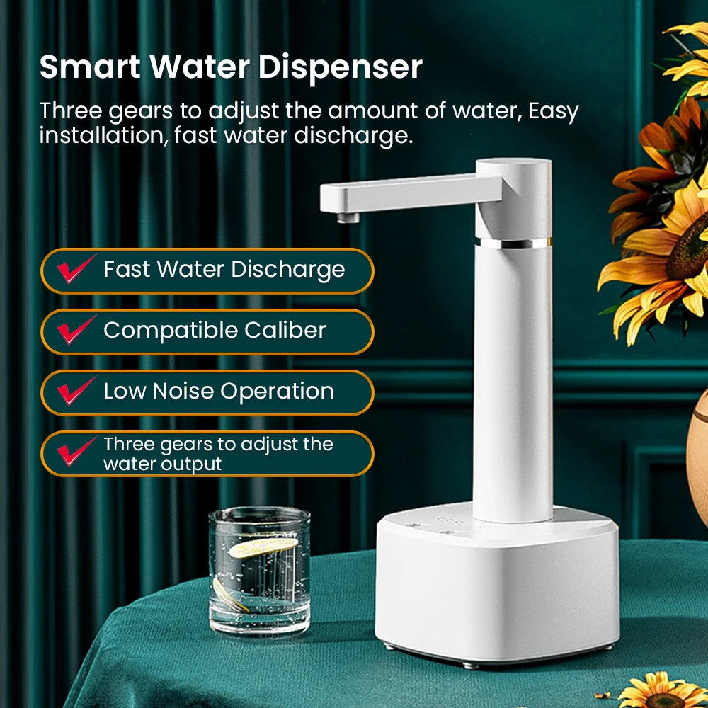 Water Bottle Pump Automatic Electric Water Gallon Pump Dispenser Desktop USB Rechargeable 3 Gear Water Pump Dispenser with Stand