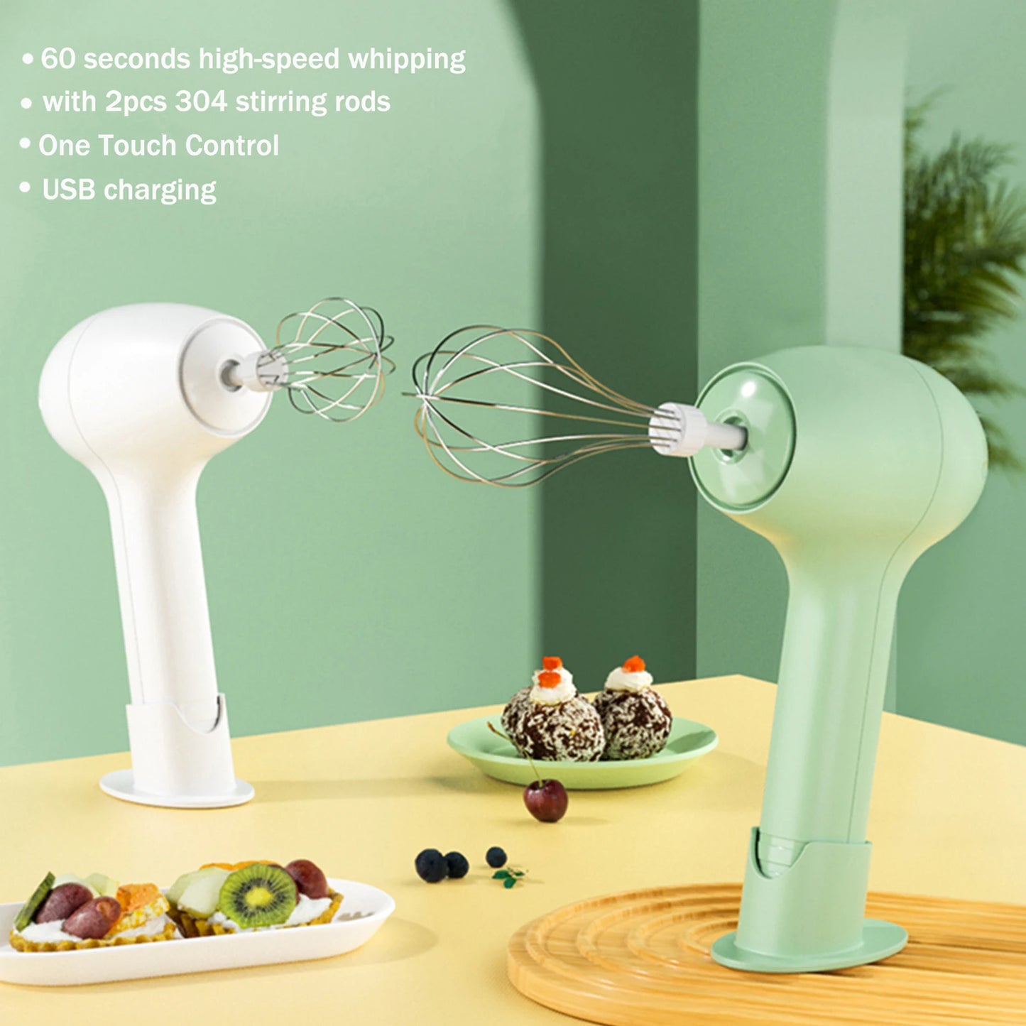 Kabelloser tragbarer elektrischer Mixer Automatischer Schneebesen Butter-Ei-Schläger Backen Kuchen Sahne-Schläger Küche Handmixer