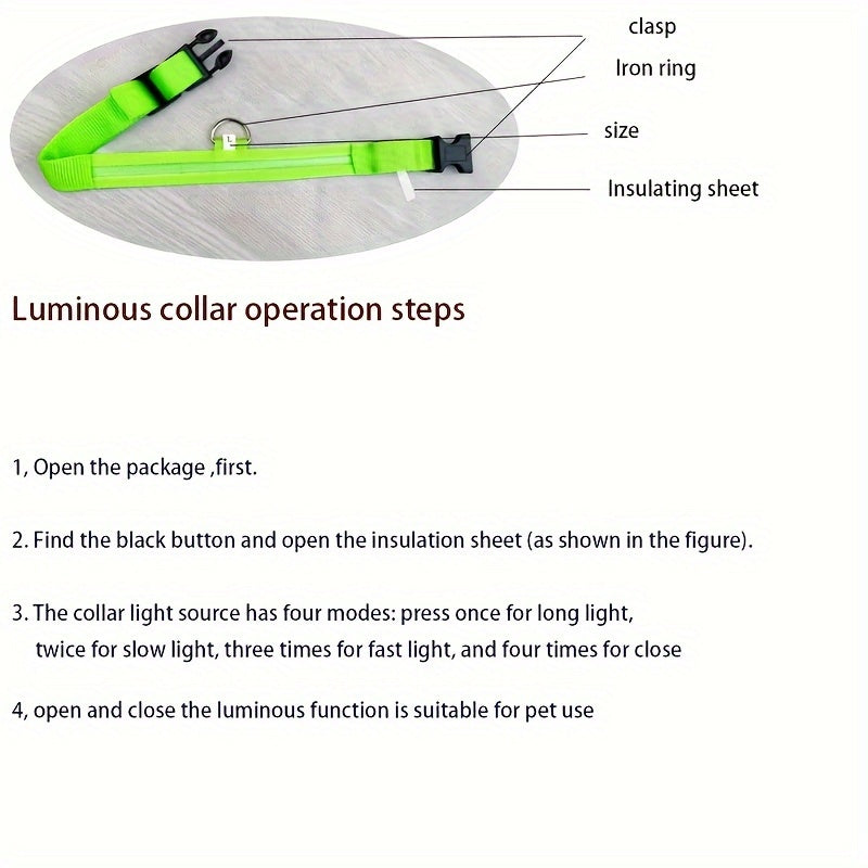 Pet Dogs Adjustable Luminous Collar For Night Safety - Striped Glow-in-the-Dark Collar For Night Walking