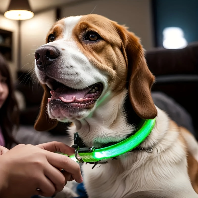 Pet Dogs Adjustable Luminous Collar For Night Safety - Striped Glow-in-the-Dark Collar For Night Walking