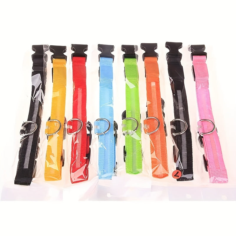 Pet Dogs Adjustable Luminous Collar For Night Safety - Striped Glow-in-the-Dark Collar For Night Walking